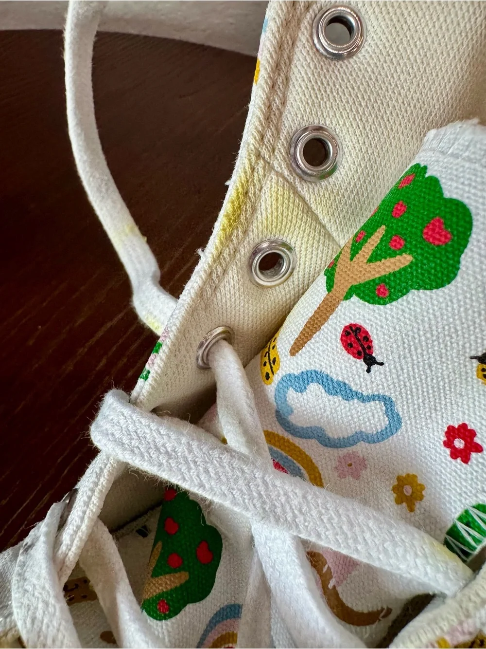 Converse Kids' Explore Nature White High-Top Sneakers with Rainbow & Animals